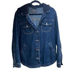 Torrid Hooded Denim Barn Jacket Dark Wash Utility Shacket Streetwear Large